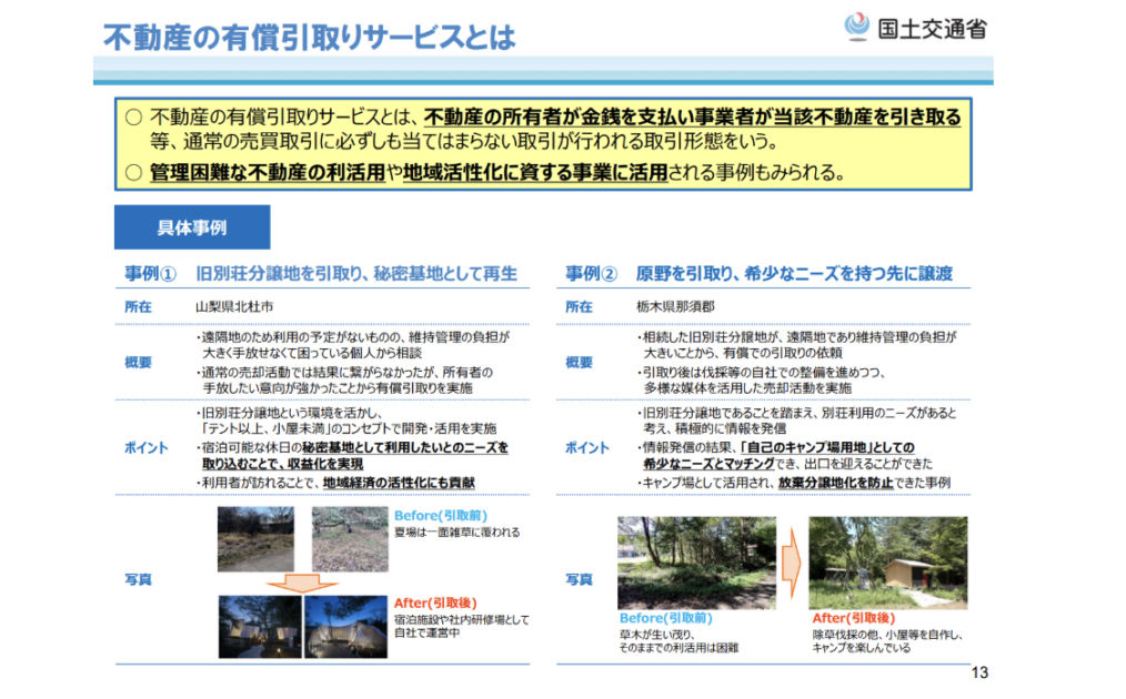 不動産有料引取事業ガイドライン」公表と今後の方針について：国土交通 